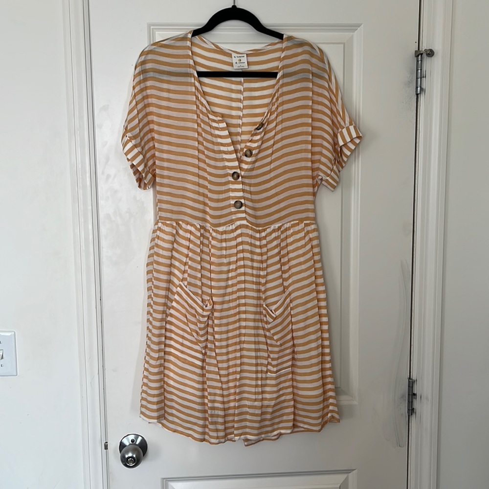 Summer Mustard Striped Dress